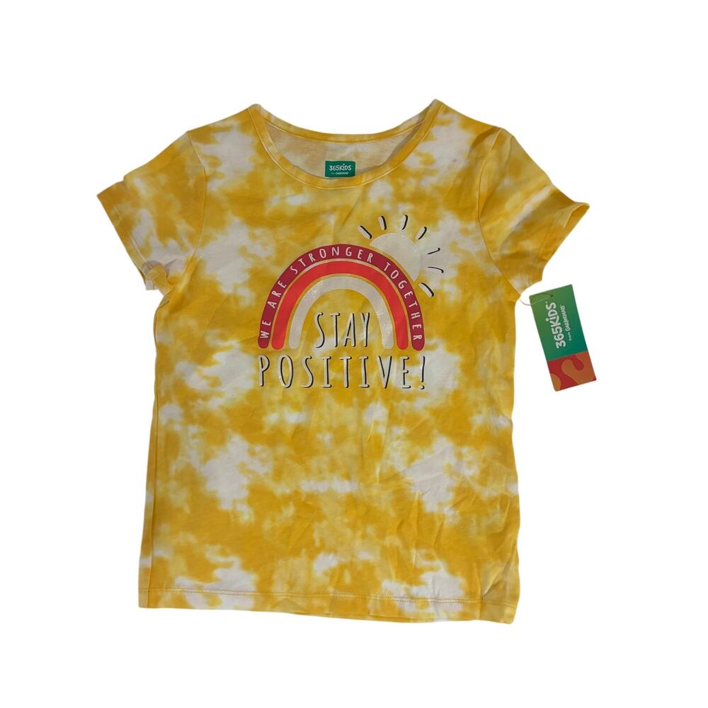 365 Kids Garanimals Top T Shirt Yellow White Tie Dye Positive Affirmation Girl 7
